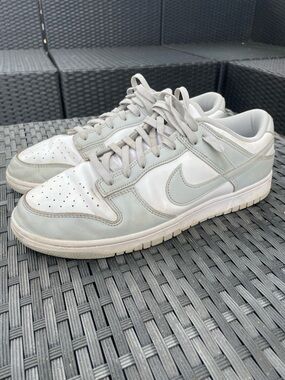 Nike Dunk Low-Top Sneakers in Light Gray and White